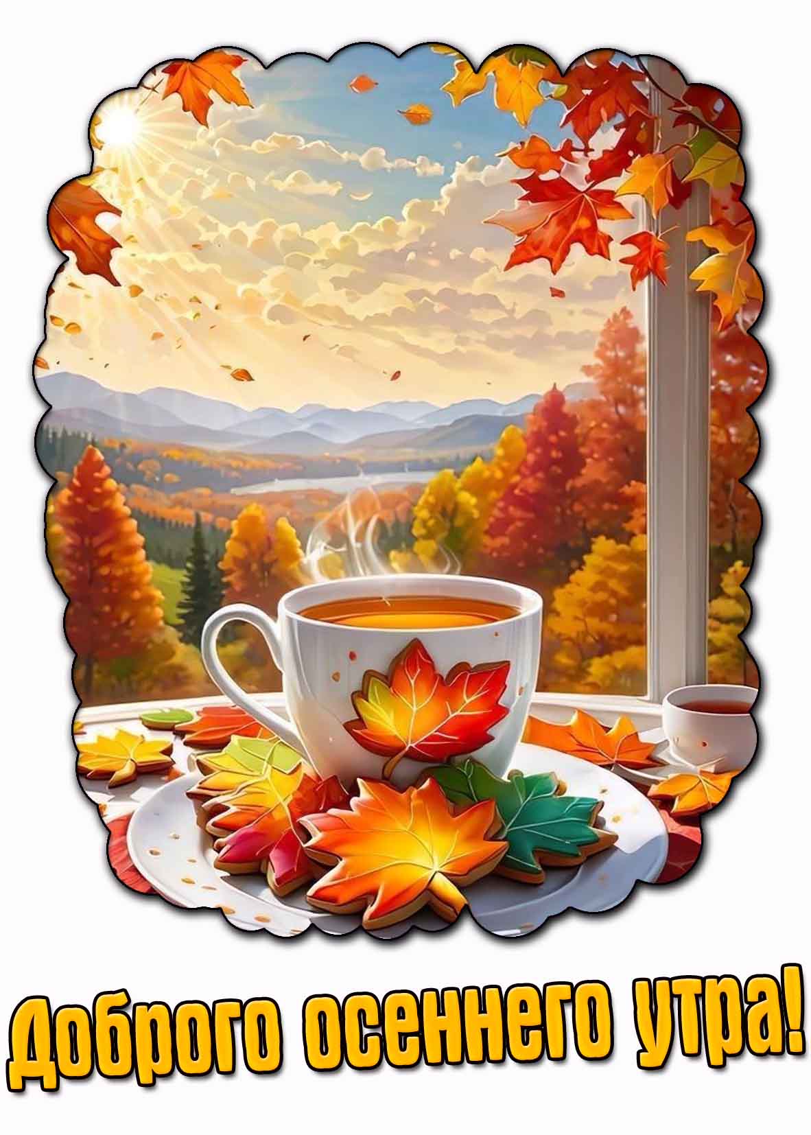 Красивая открытка доброго осеннего утра