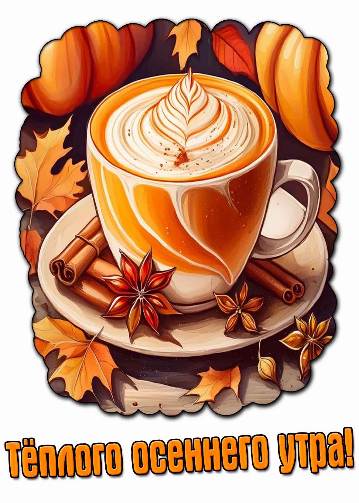 Тёплого осеннего утра! - открытка с кофе