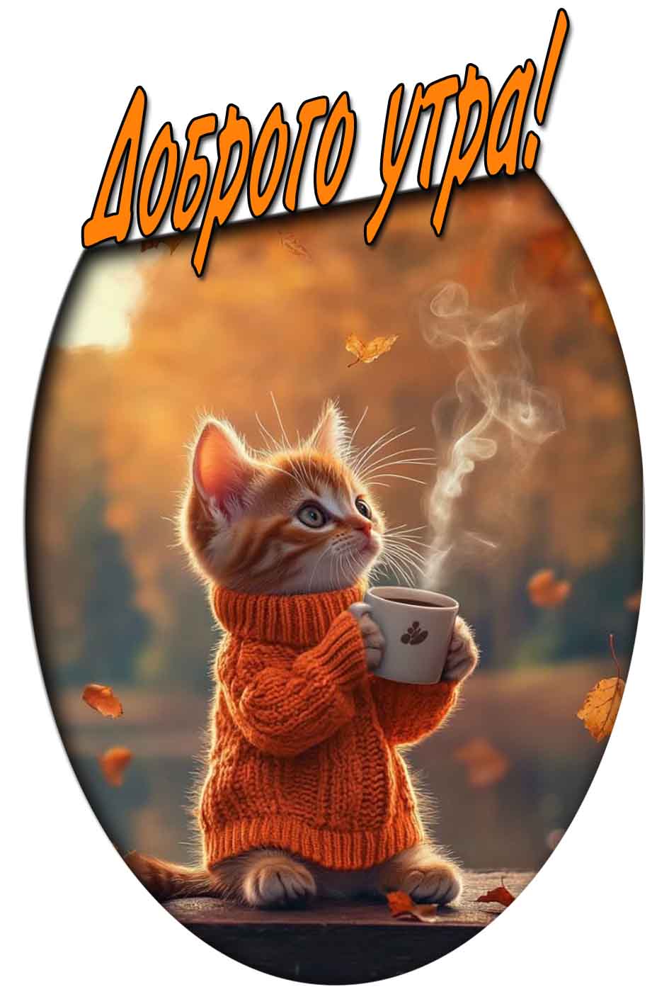 Осенняя открытка доброго утра с котом
