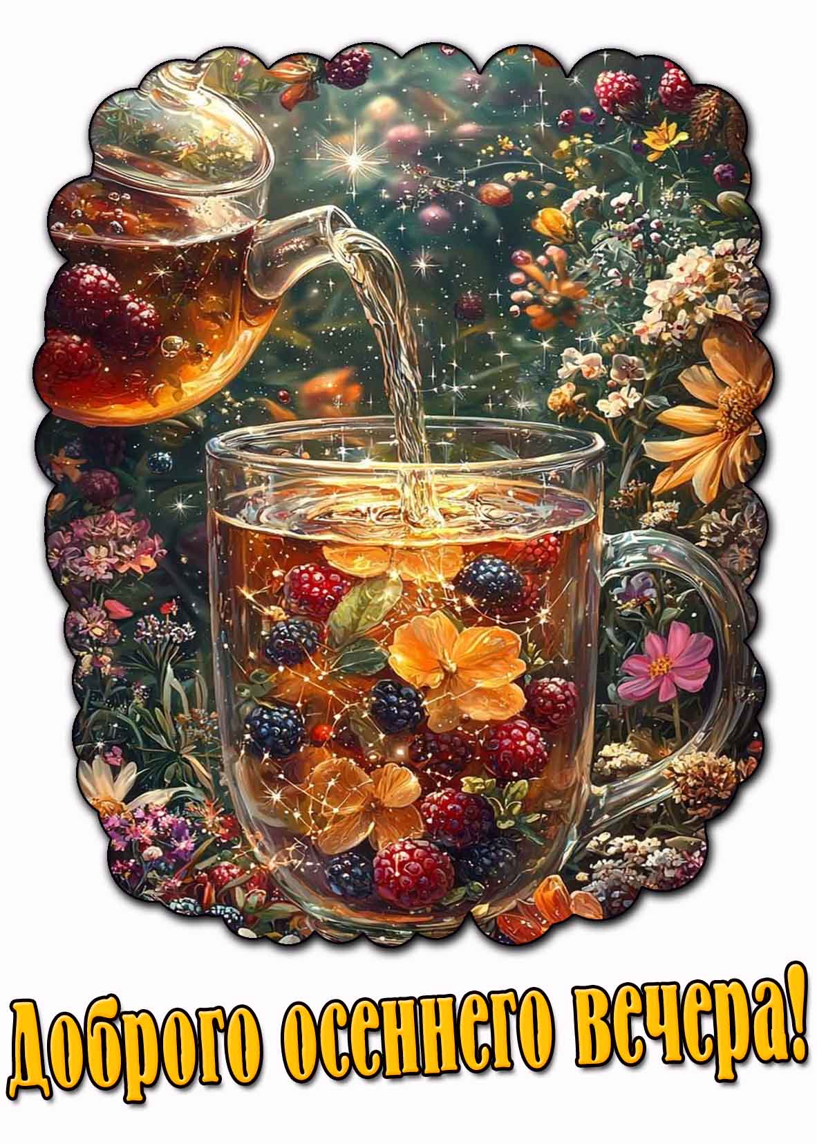 Красивая открытка доброго осеннего вечера