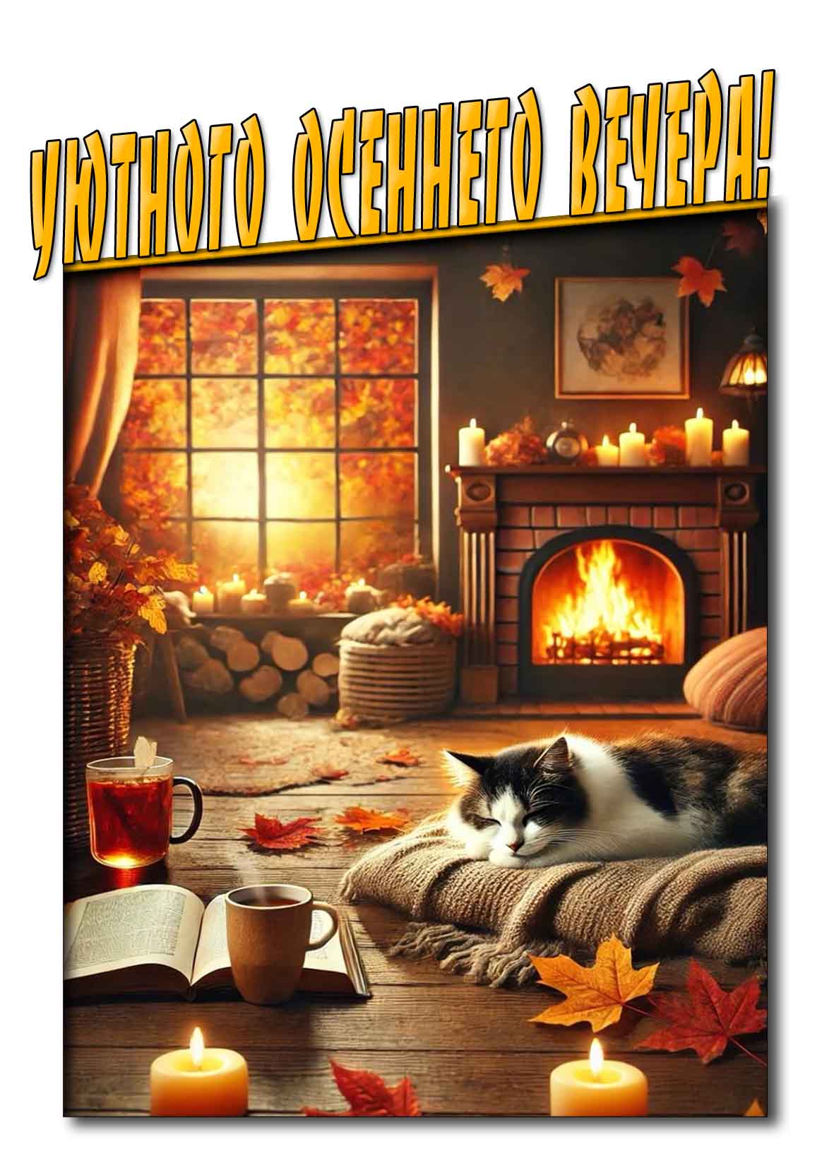 Открытка уютного осеннего вечера