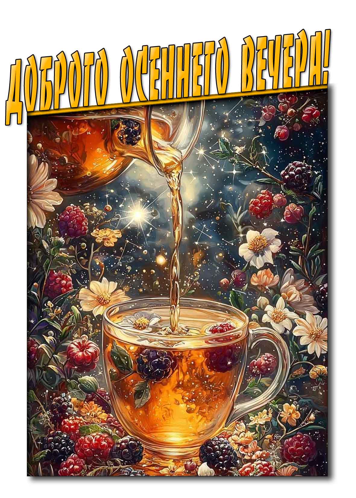 Доброго осеннего вечера! - открытка с чаем