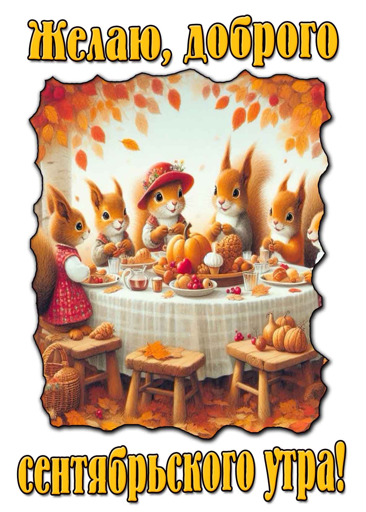 Прикольная открытка "Желаю, доброго сентябрьского утра!"