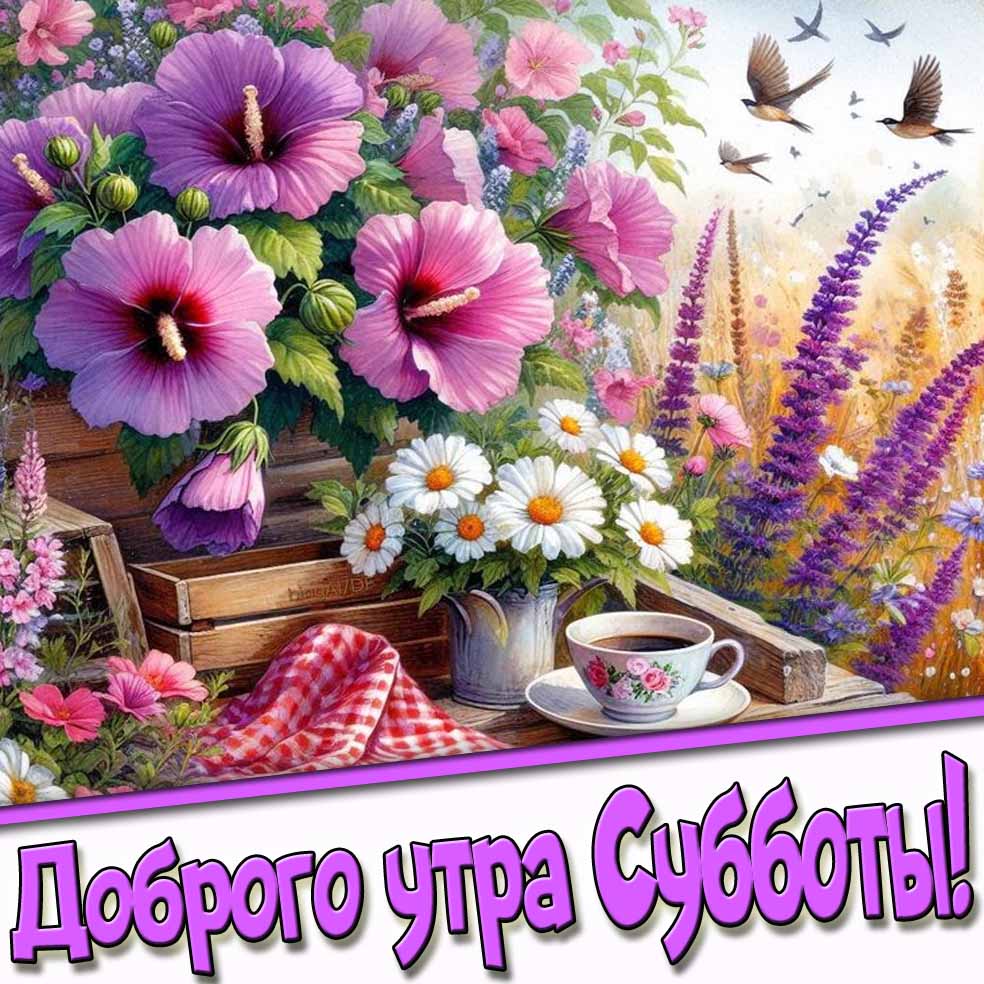 Доброго утра субботы! - открытка с летними цветами