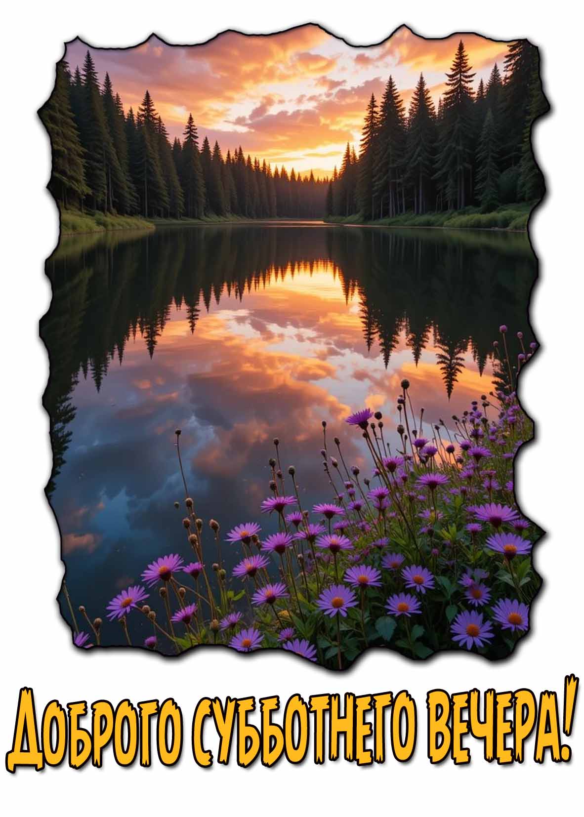 Доброго субботнего вечера! - красивая летняя открытка