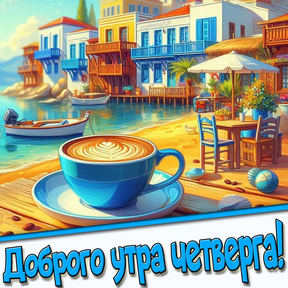 Доброго утра четверга! - открытка с кофе