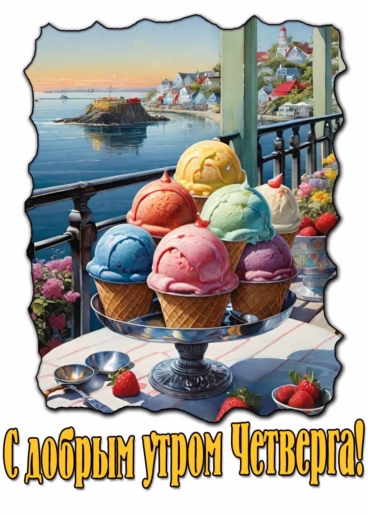 Картинка с добрым утром четверга! - с мороженым