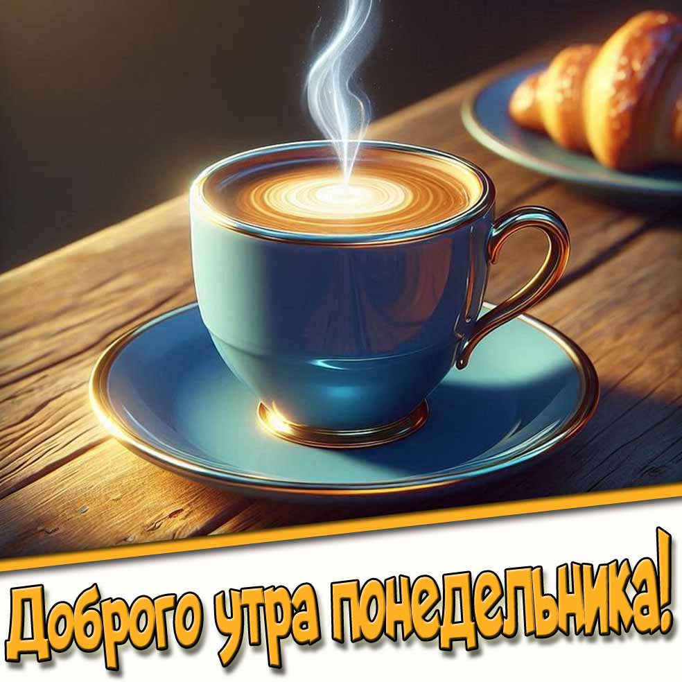 Доброго утра понедельника! - открытка с кофе