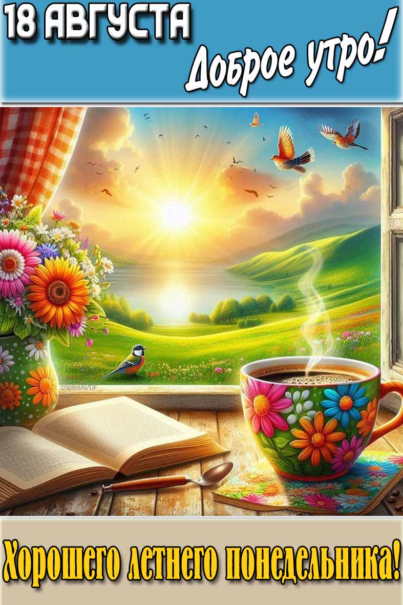 Картинка "18 августа доброго утра! Хорошего летнего понедельника!"