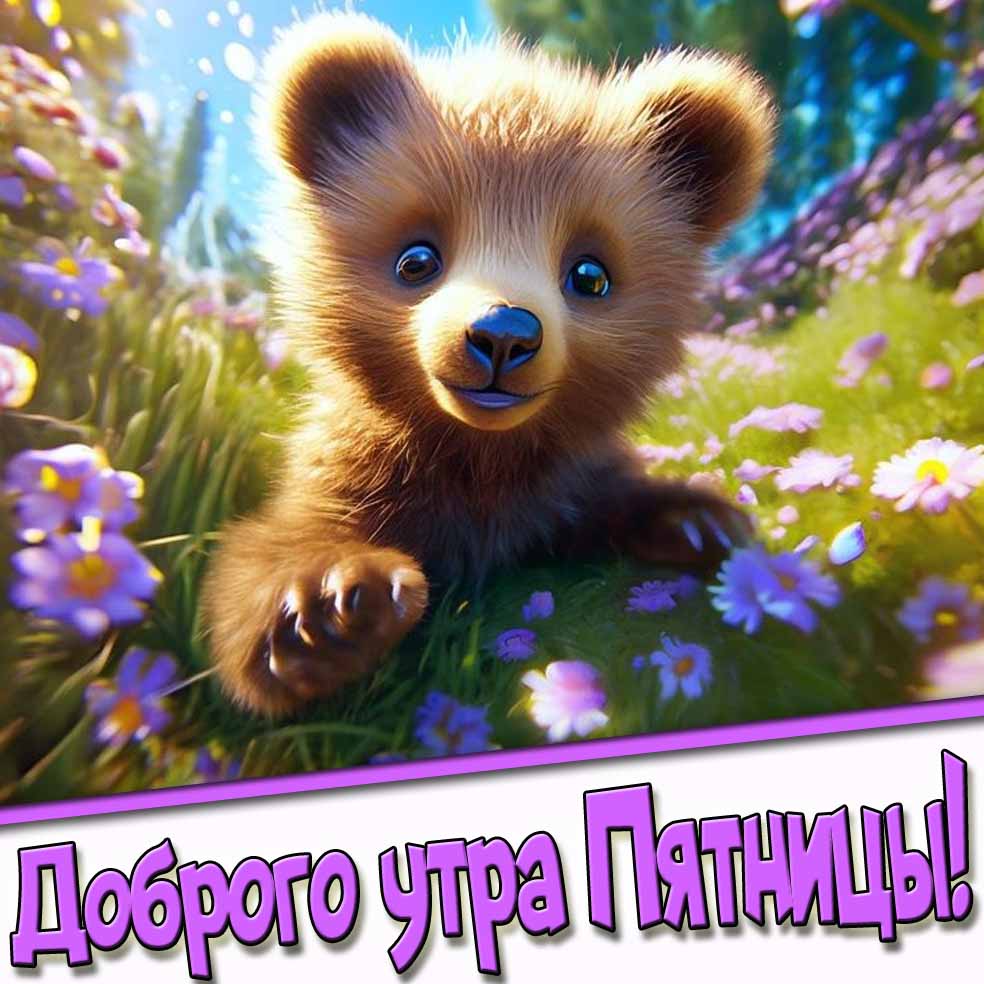Доброго утра пятницы! - картинка с медвежонком