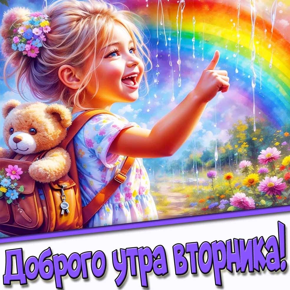 Доброго утра Вторника! - красивая летняя картинка с радугой