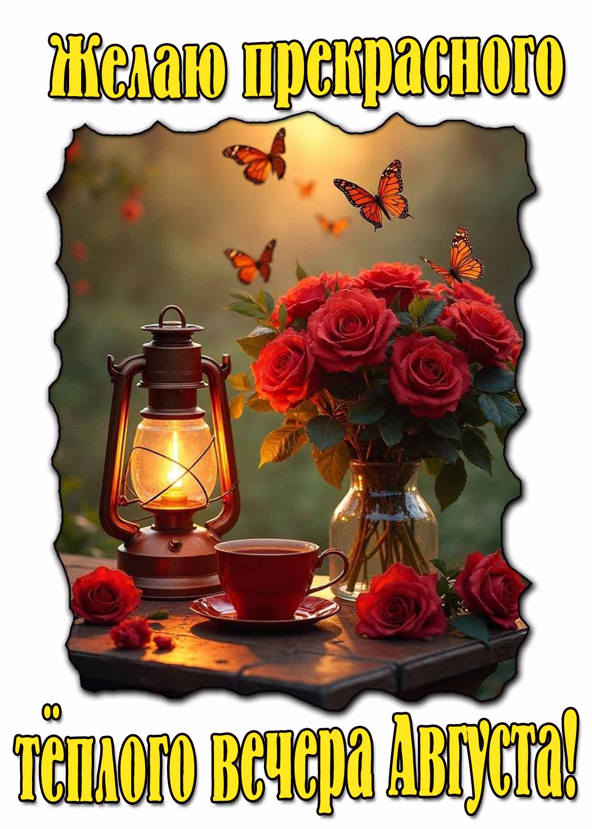 Открытка желаю прекрасного, тёплого вечера Августа