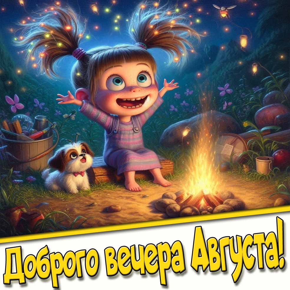 Смешная открытка доброго вечера Августа