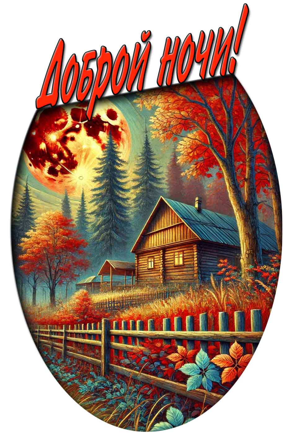 Доброй ночи! - картинка с осенней луной