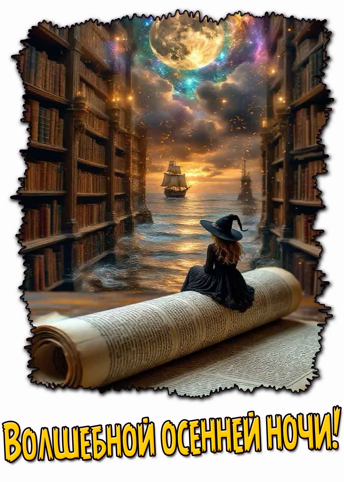 Волшебной осенней ночи! - открытка