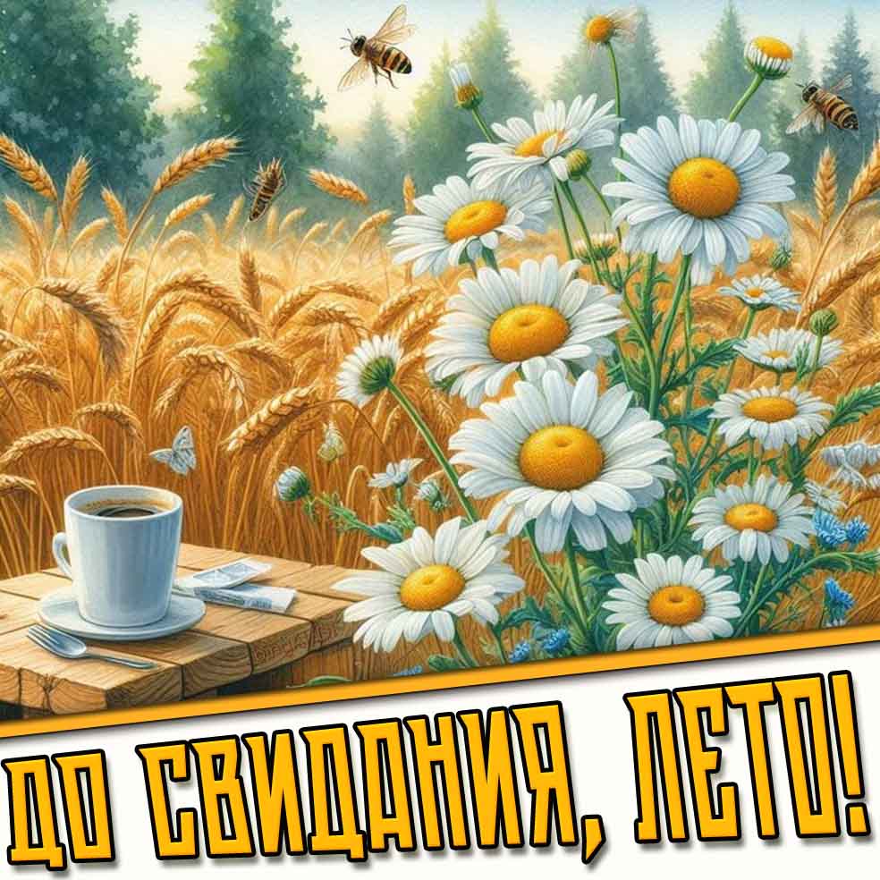 Красивая картинка с надписью : "До свидания, Лето!"