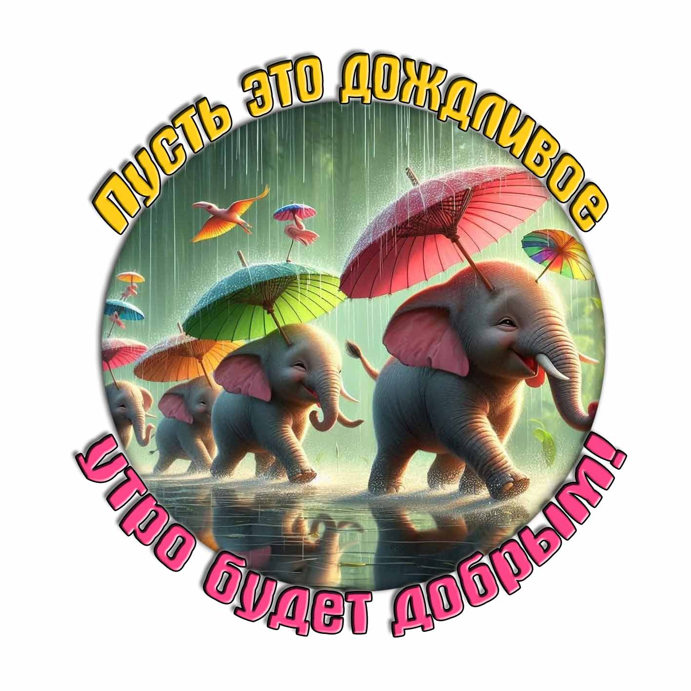 Пусть это дождливое утро будет добрым! - открытка