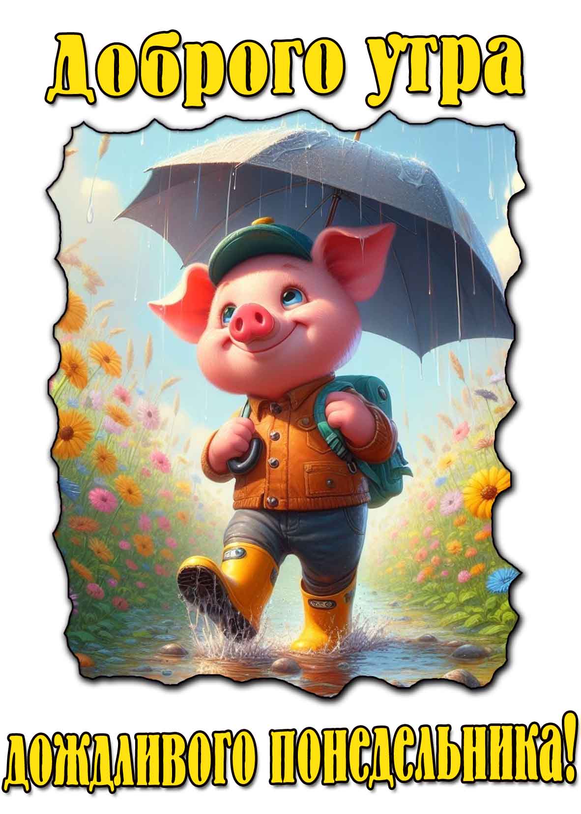 Открытка доброго утра дождливого понедельника