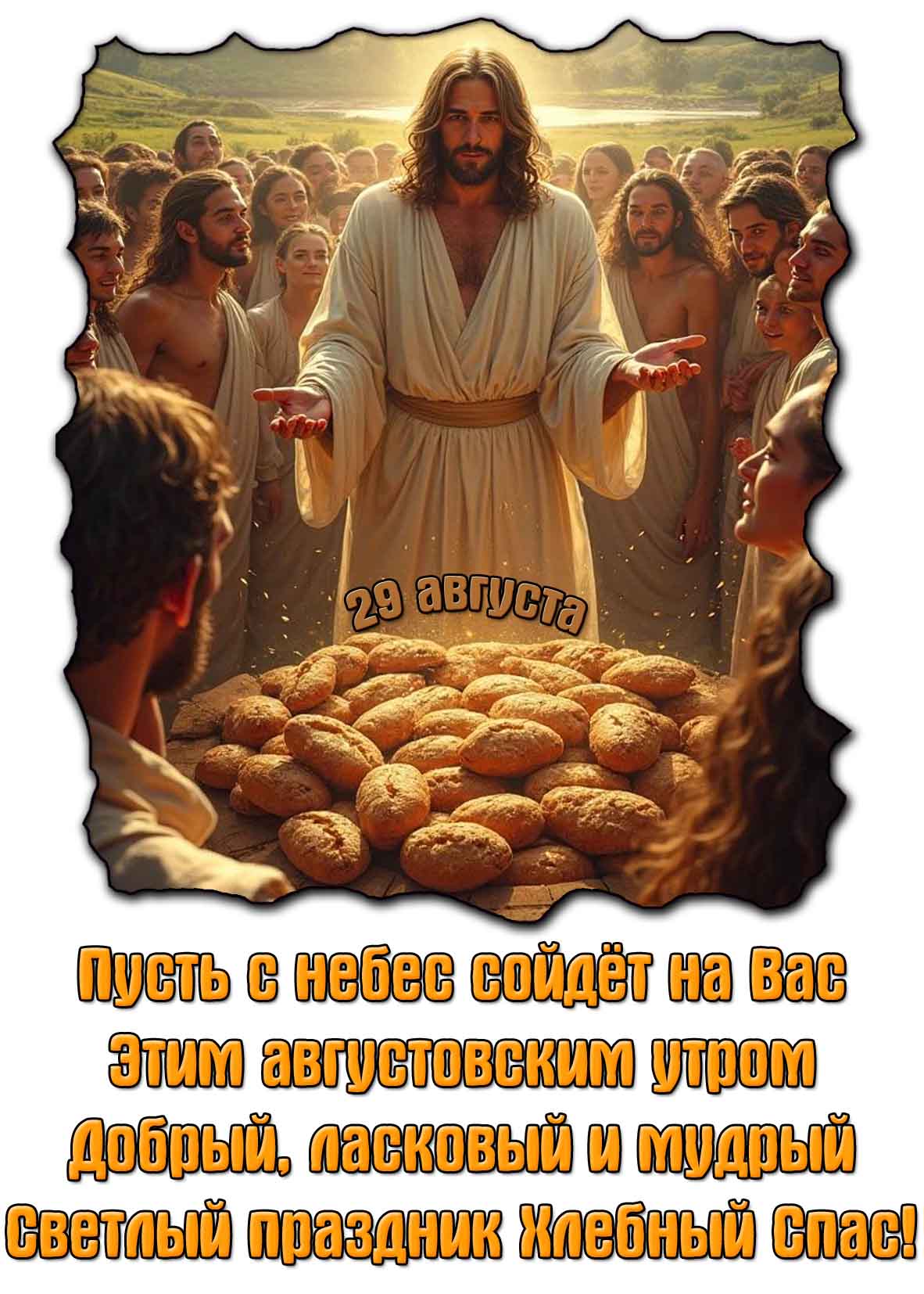 Красивая картинка - поздравление на Хлебный Спас