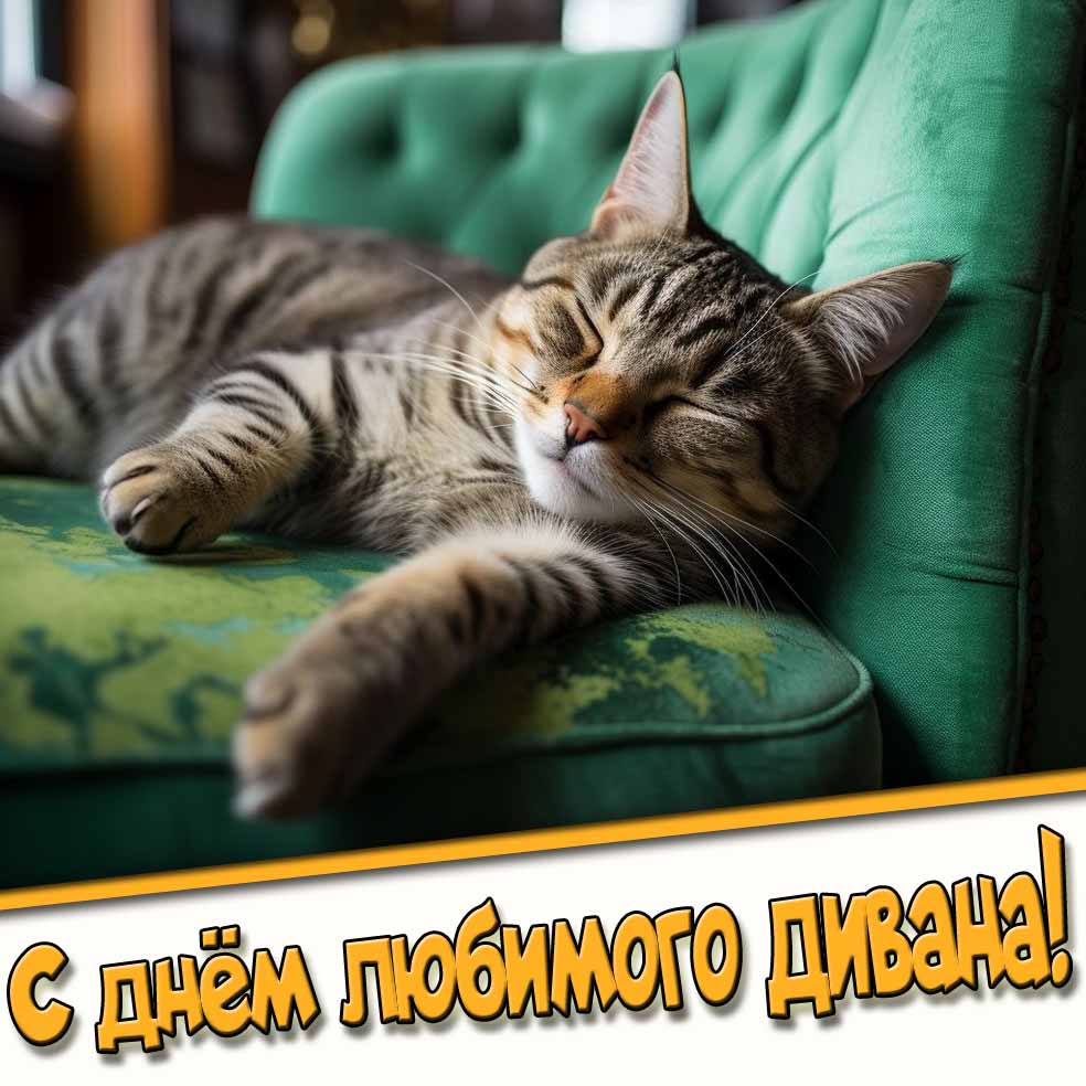 Смешная картинка на день любимого дивана с котом