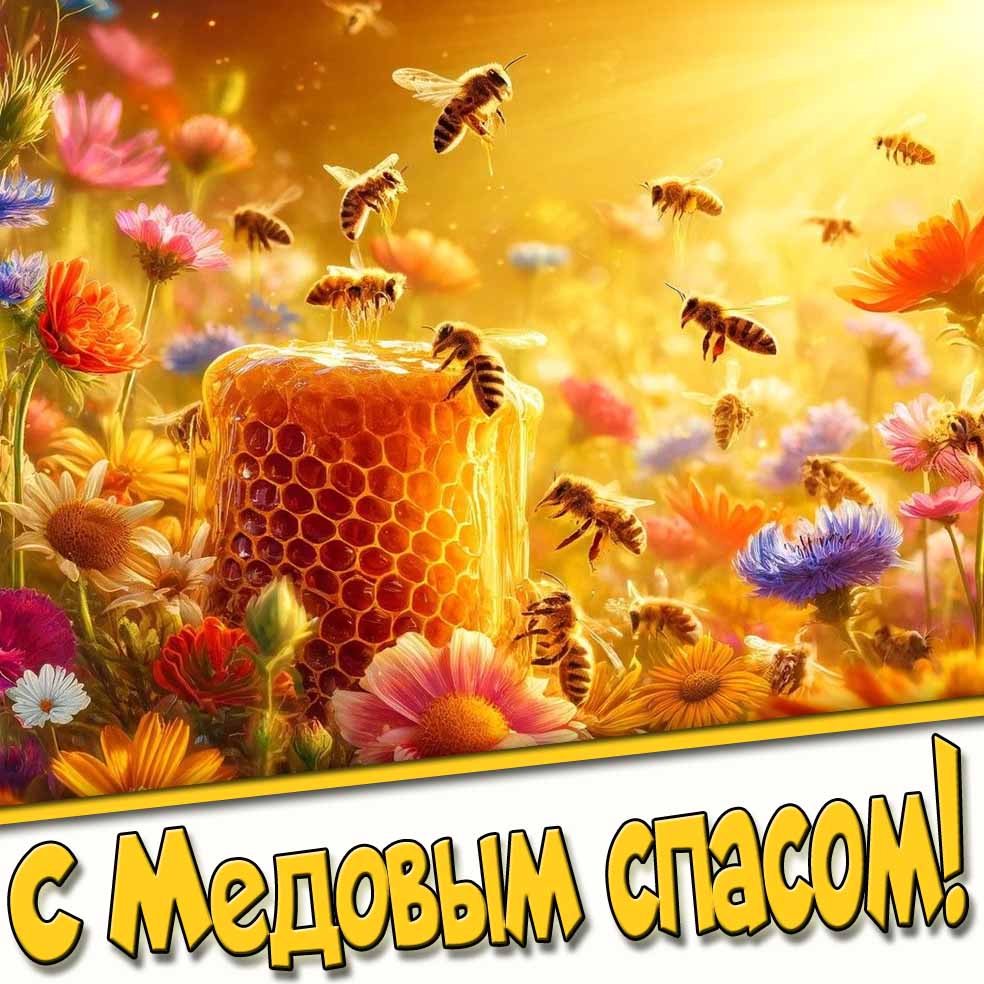 С Медовым спасом! - красивая открытка