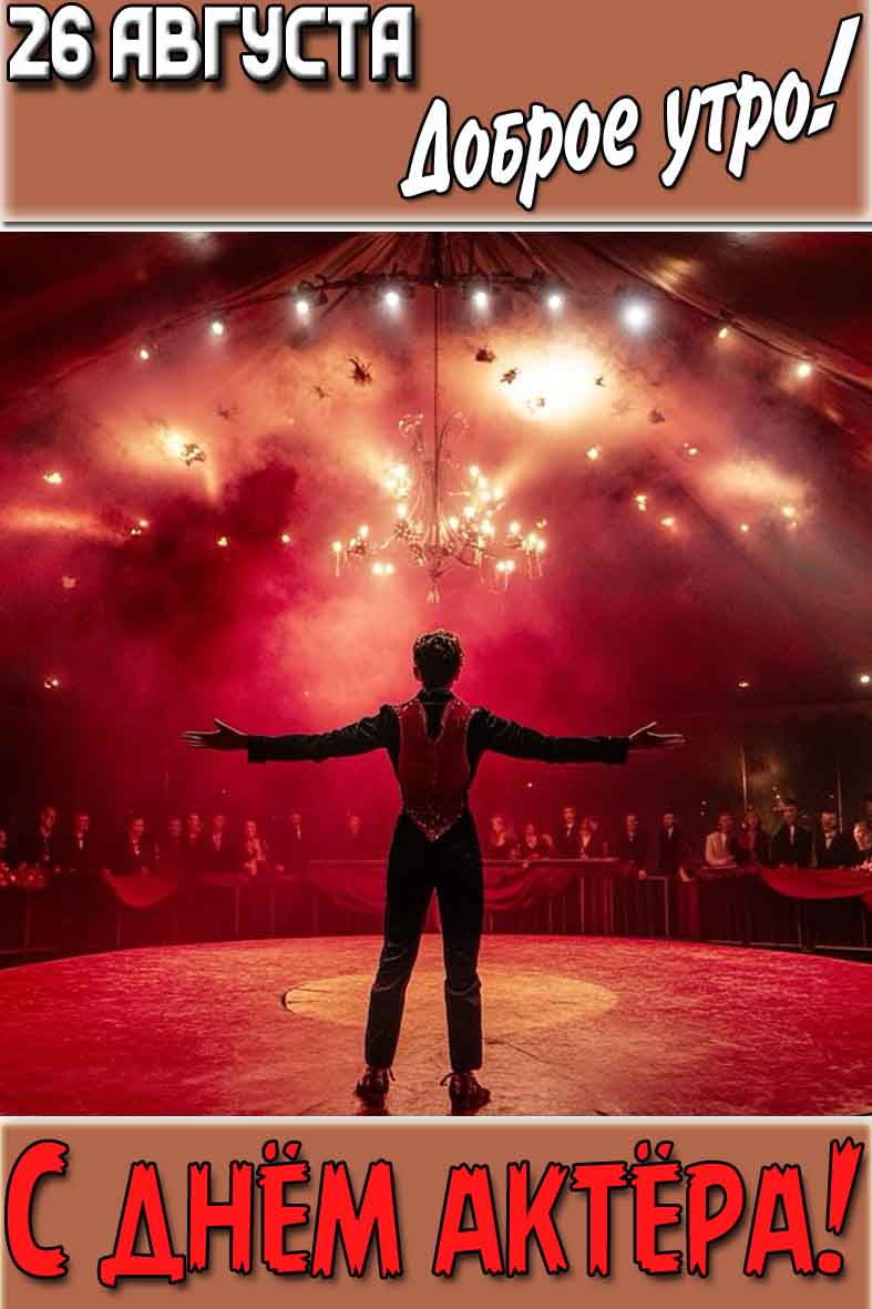 Открытка "26 августа доброе утро! С днём актёра!"
