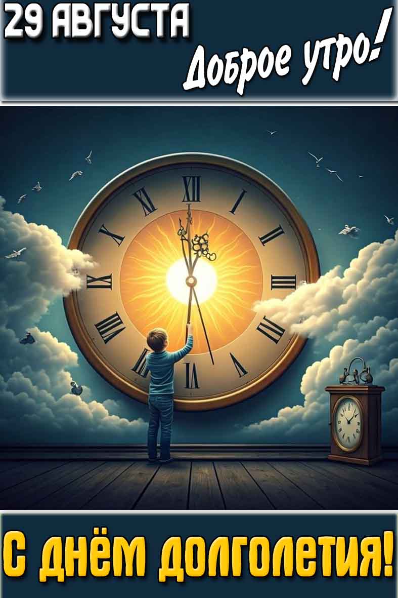 Открытка "29 августа доброе утро! С днём долголетия!"