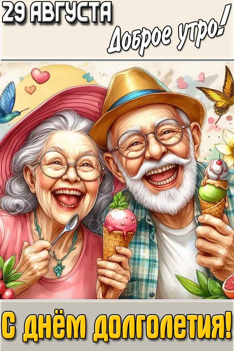 Позитивная картинка "29 августа доброе утро! С днём долголетия!"