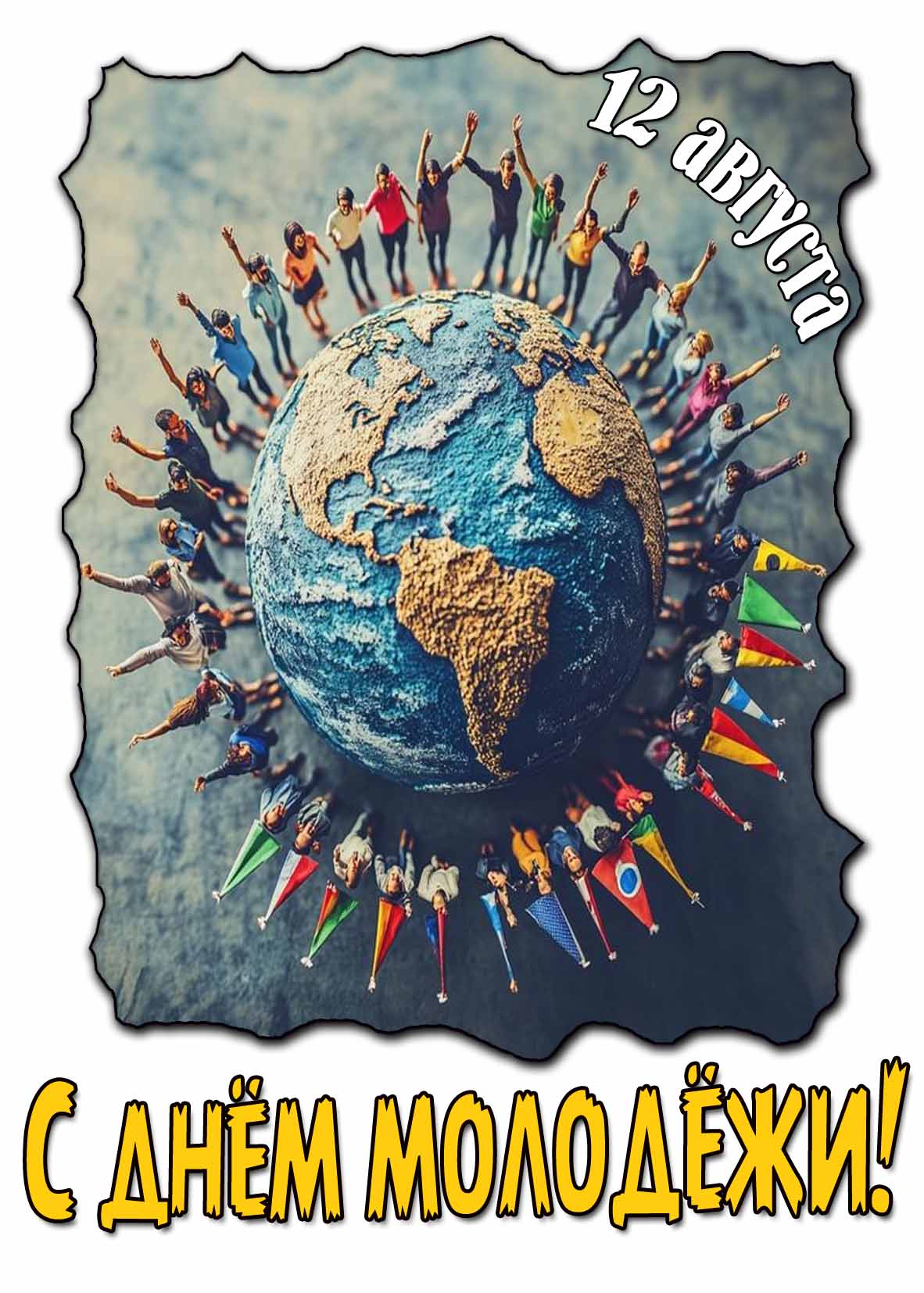 С днём Молодёжи! - открытка на праздник 12 августа