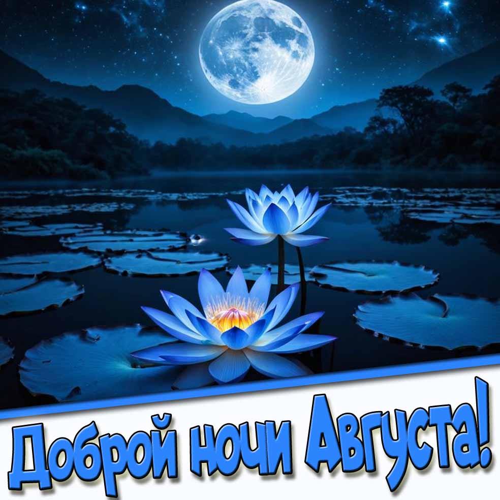 Доброй ночи августа! - картинка с лотосом