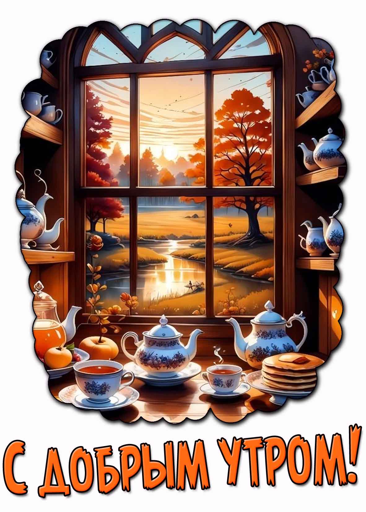 С добрым утром! - осенняя картинка с завтраком