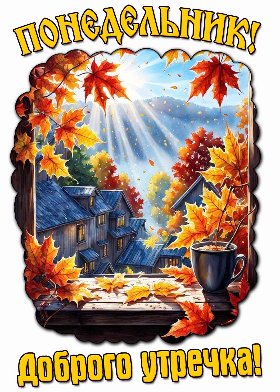 Осеняя картинка "Понедельник! Доброго утречка!"