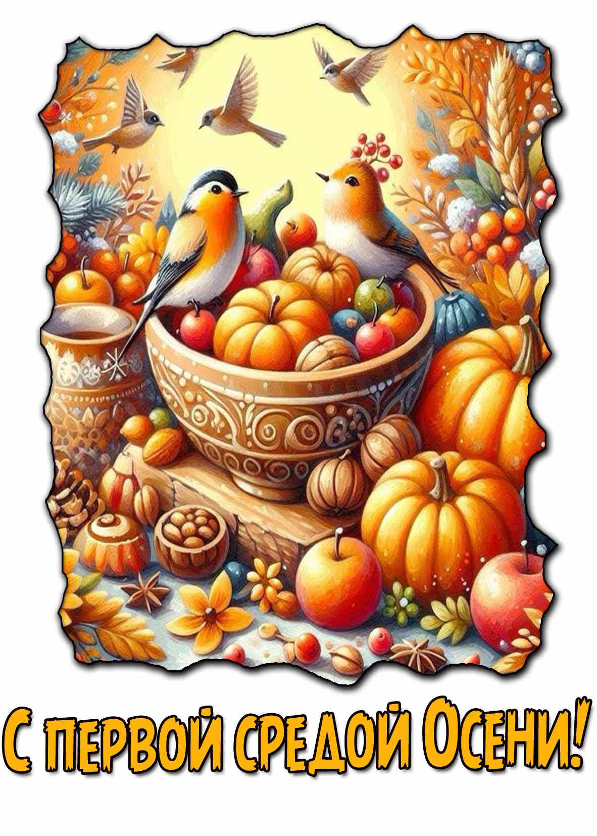 Красивая открытка с первой средой Осени