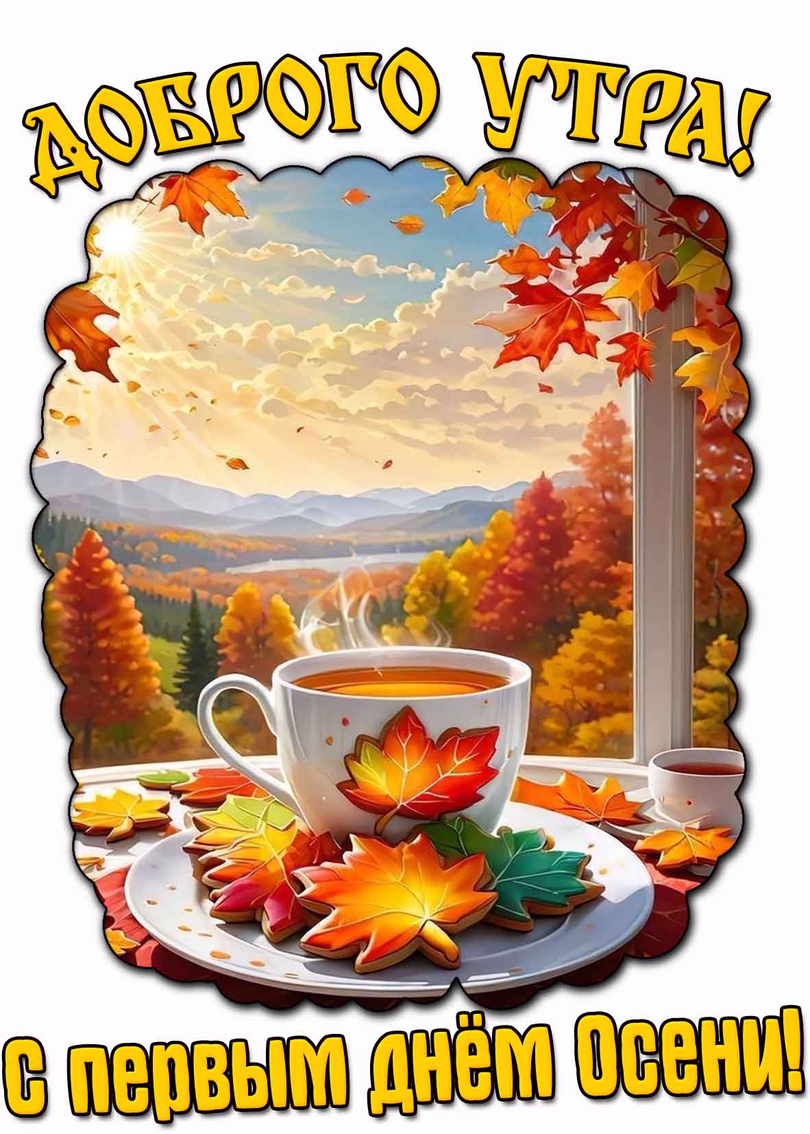 Открытка "Доброго утра! С первым днём осени!"