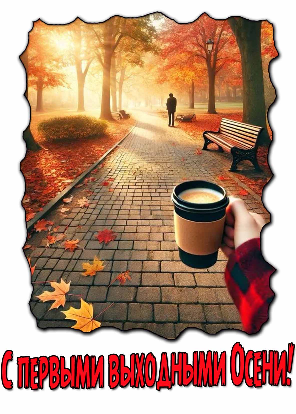 С первыми выходными Осени! - креативная открытка с кофе