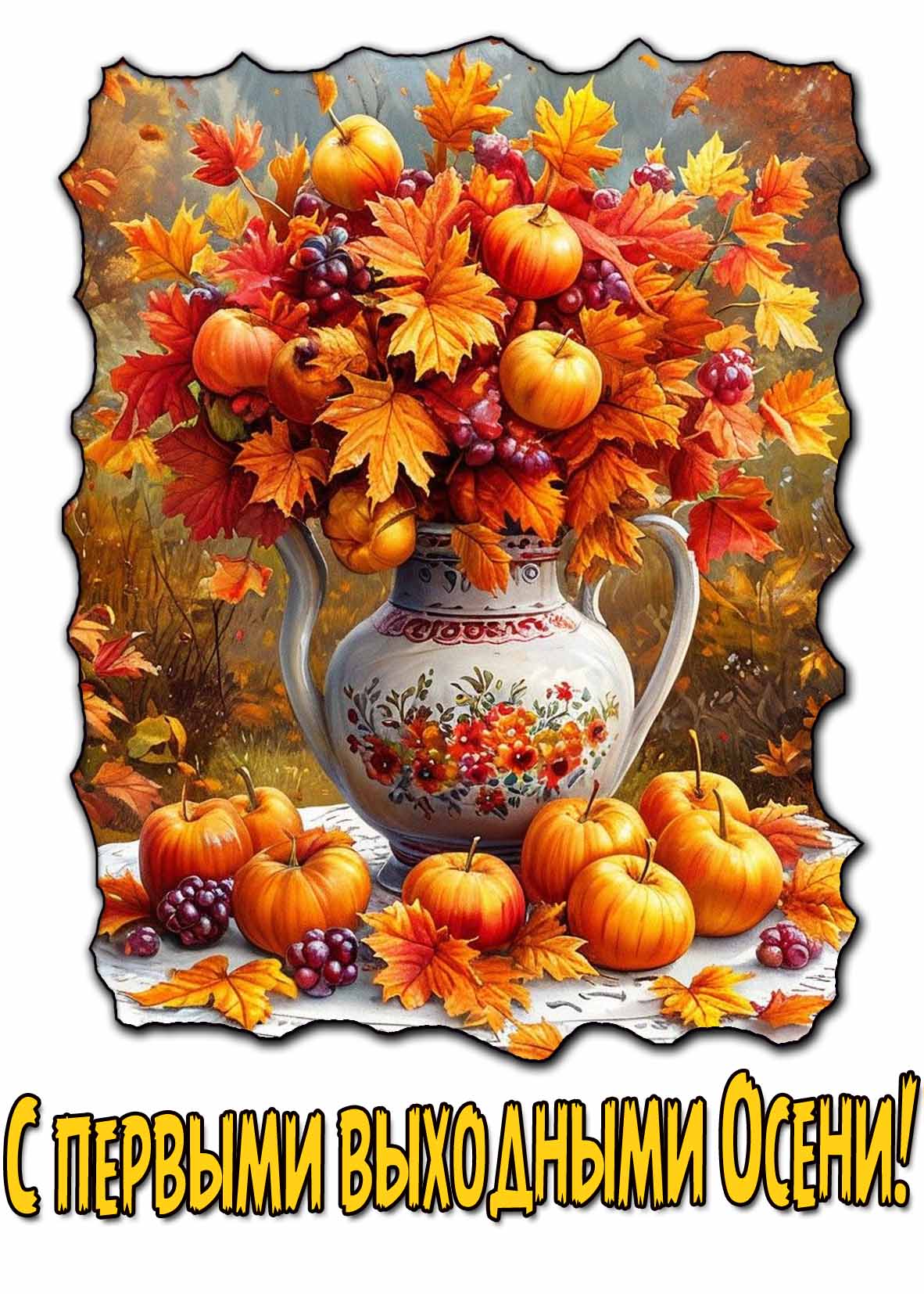 Красивая открытка с первыми выходными Осени