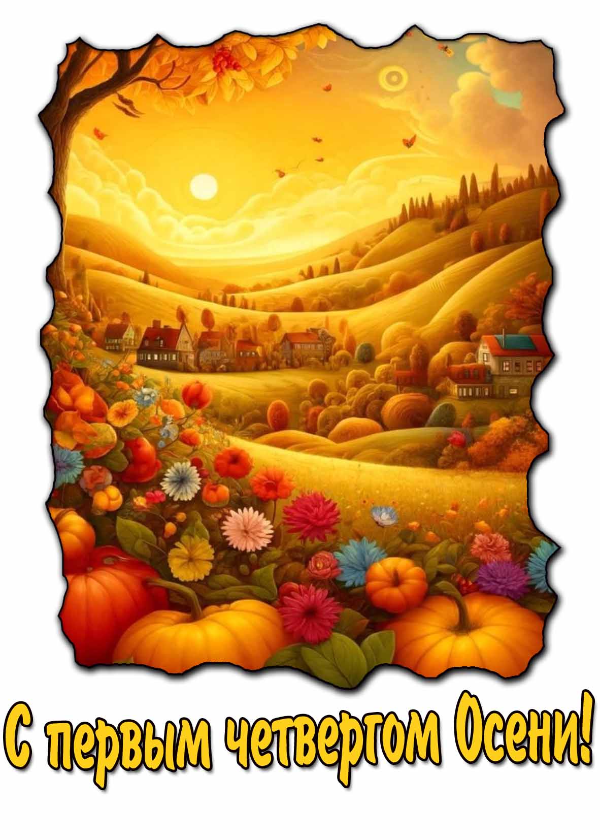 Открытка с первым четвергом Осени