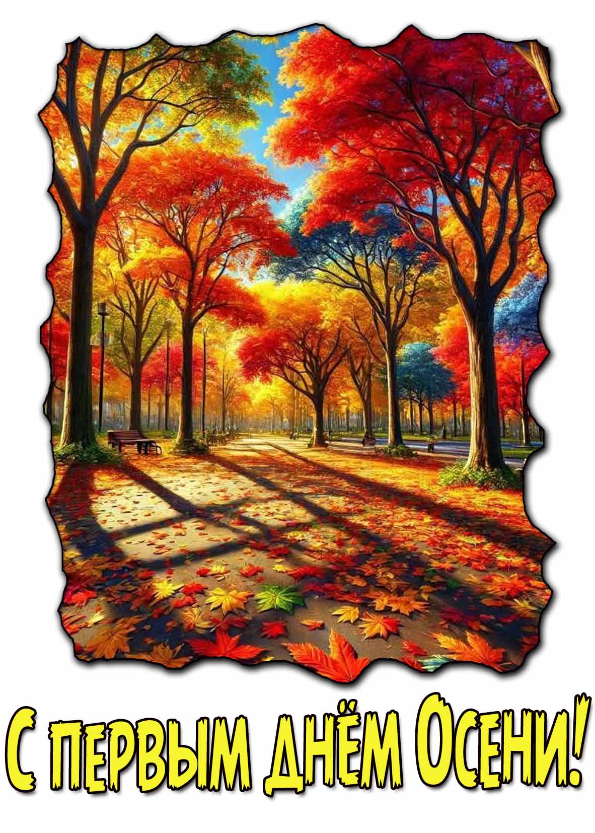 Красивая открытка с первым днём осени