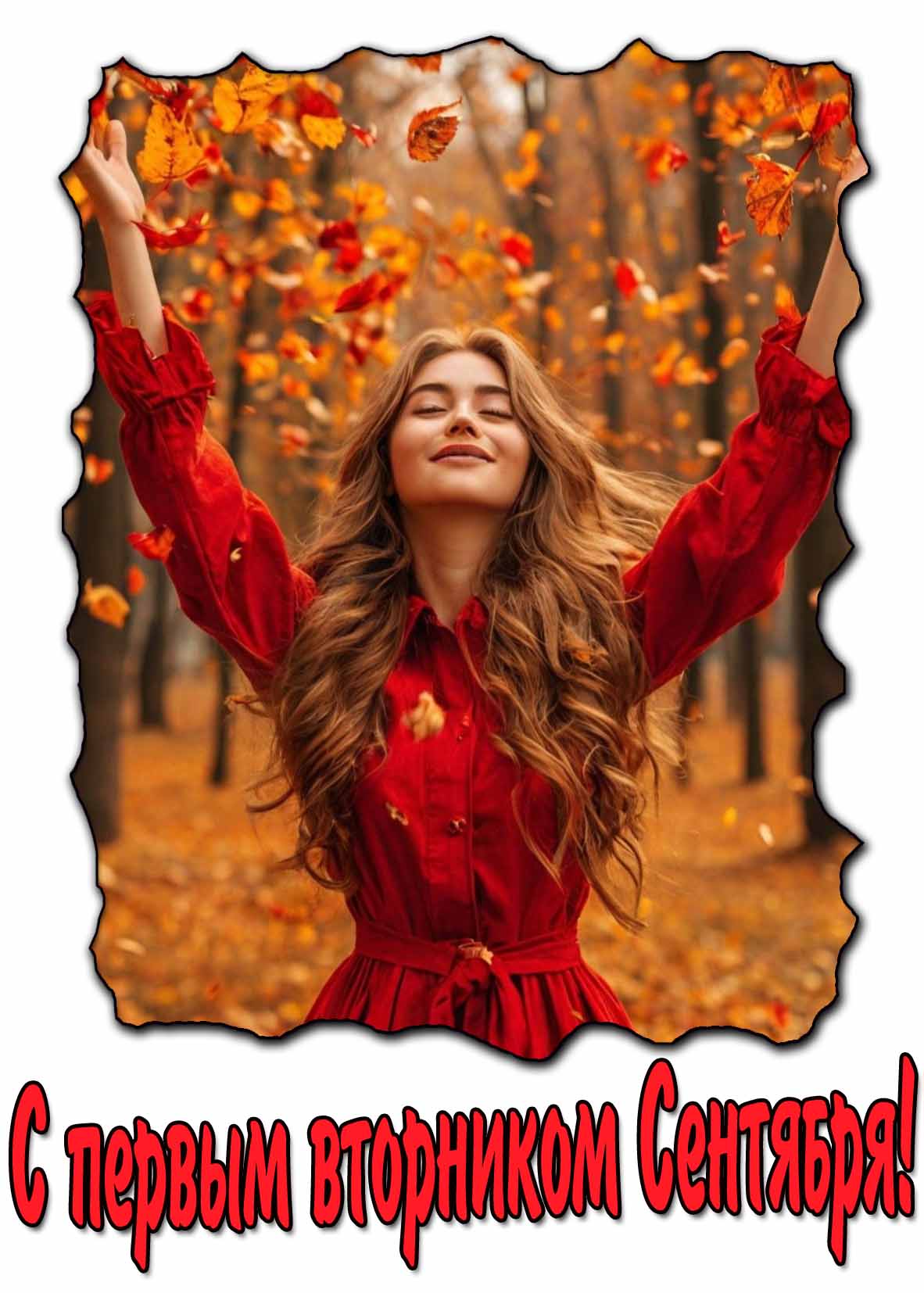 Красивая открытка с первым вторником Сентября