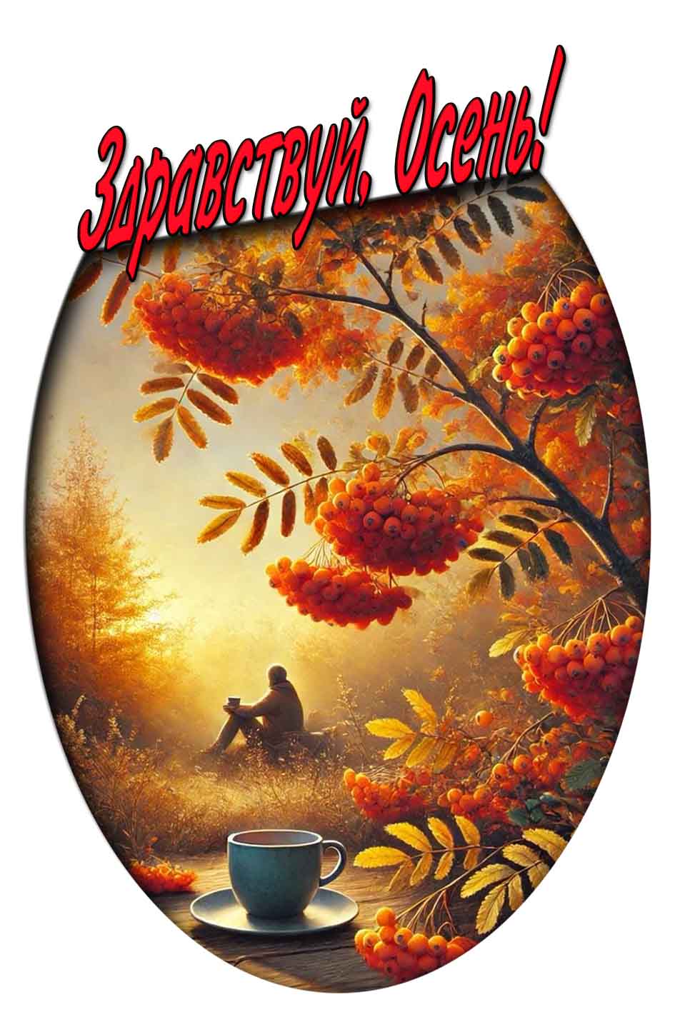 Открытка с надписью : "Здравствуй, Осень!"