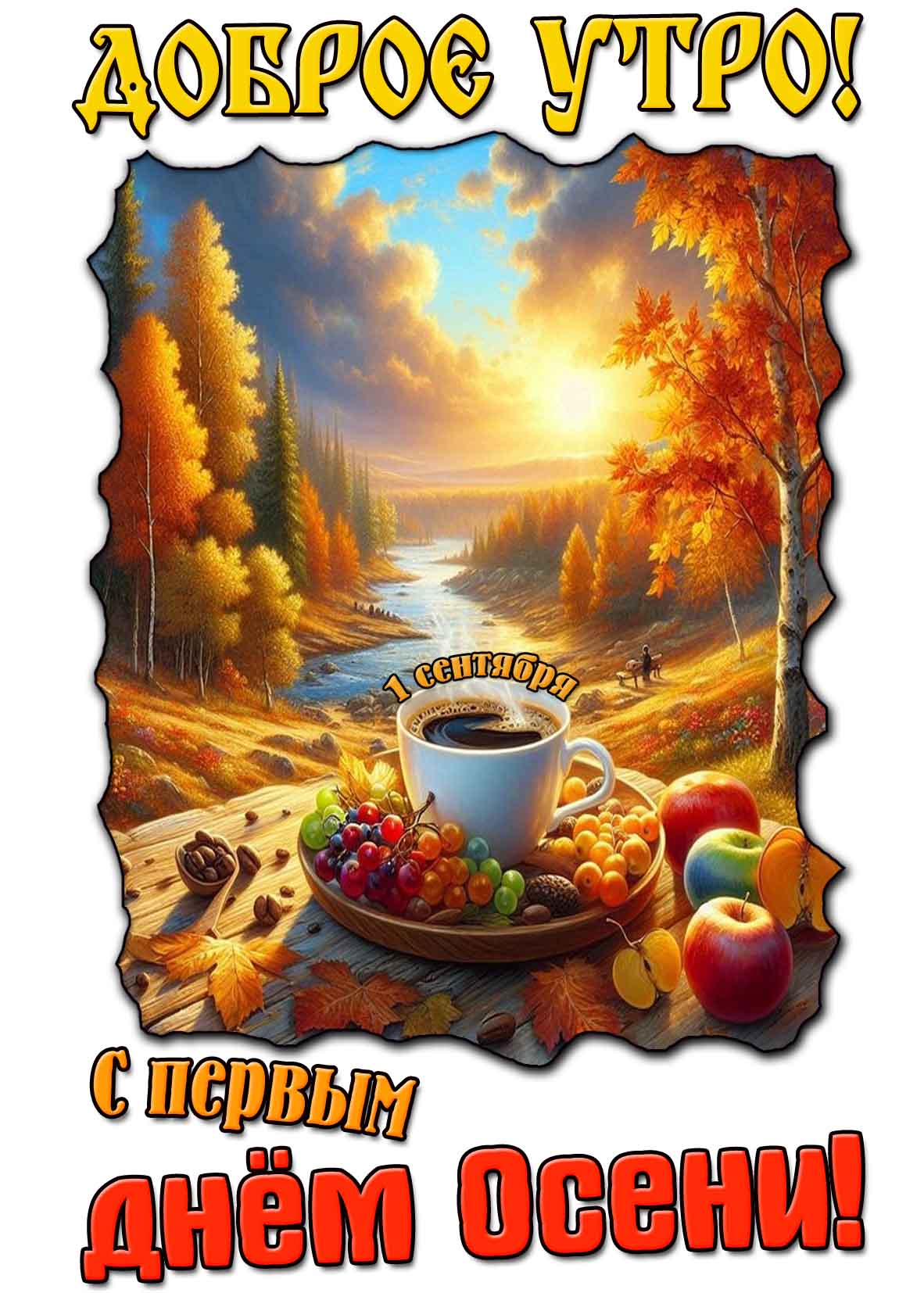 Картинка "Доброе утро! С первым днём осени!" - 1 сентября