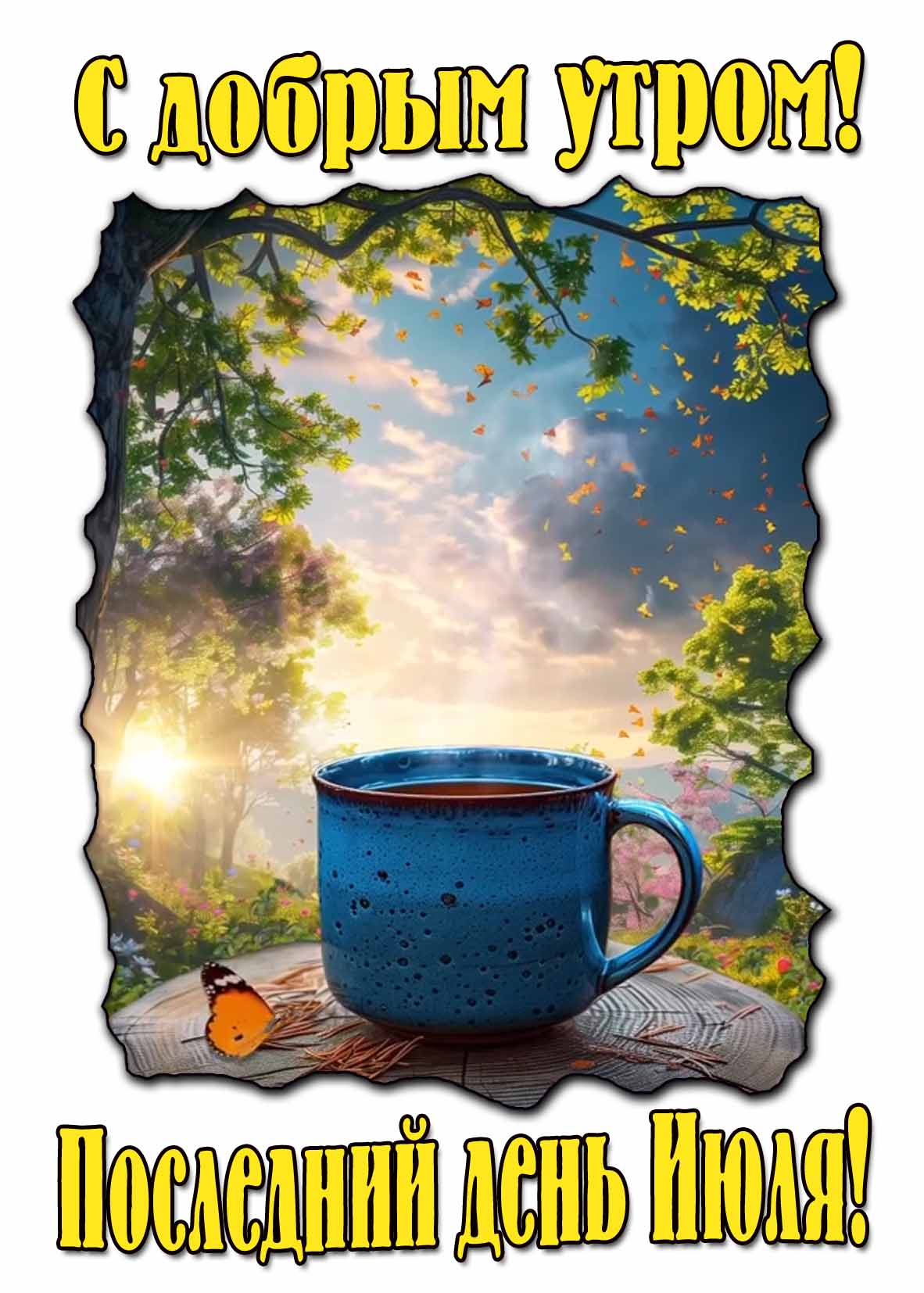 Открытка "С добрым утром! Последний день Июля!"