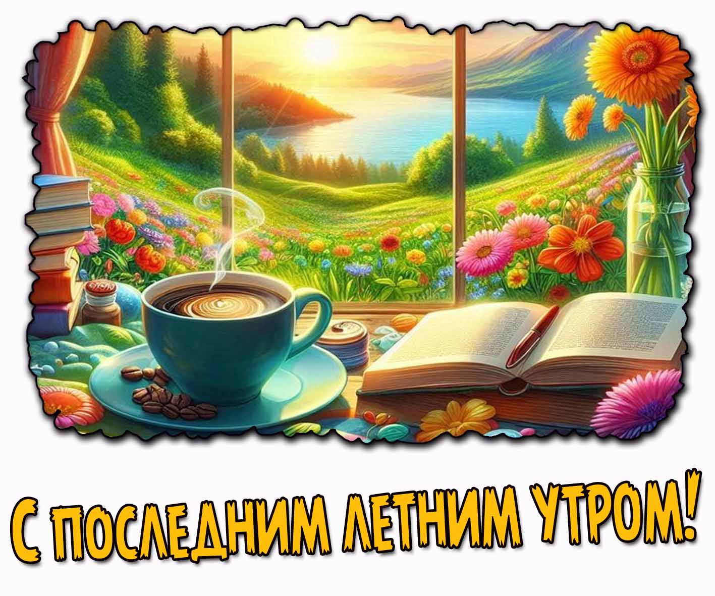 С последним летним утром! - открытка с кофе