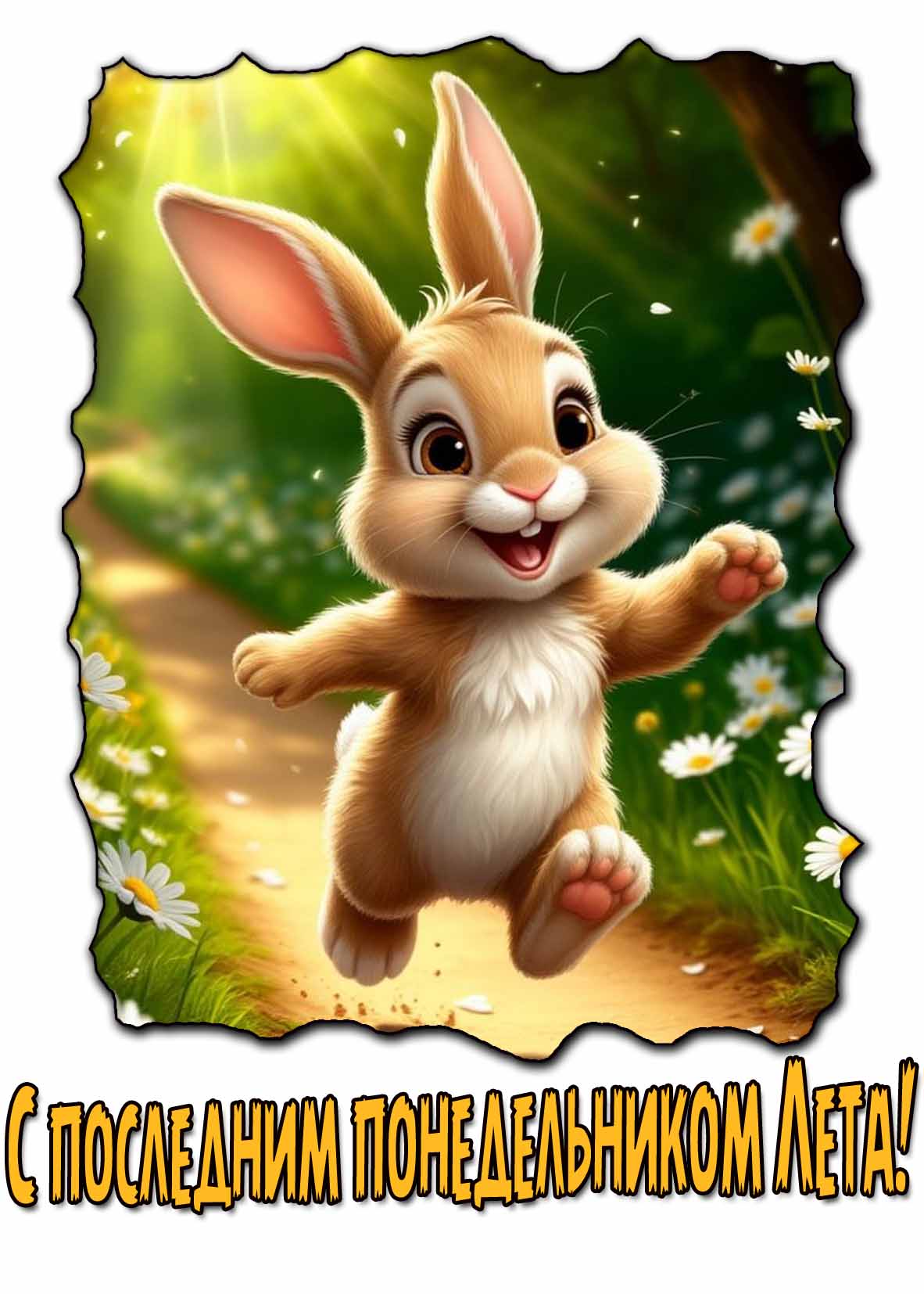 С последним понедельником Лета! - открытка с зайчиком