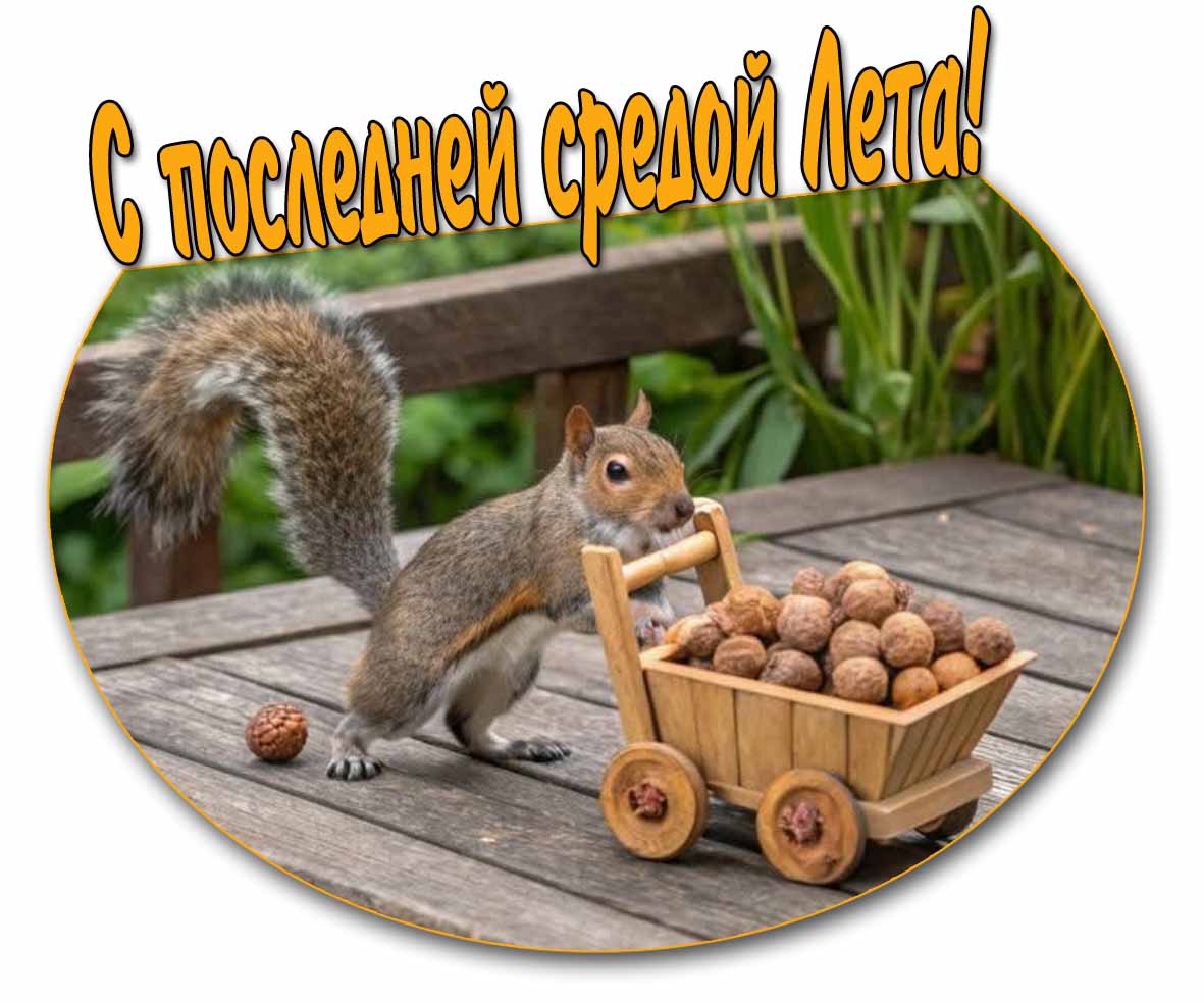 С последней средой Лета! - прикольная картинка с белкой