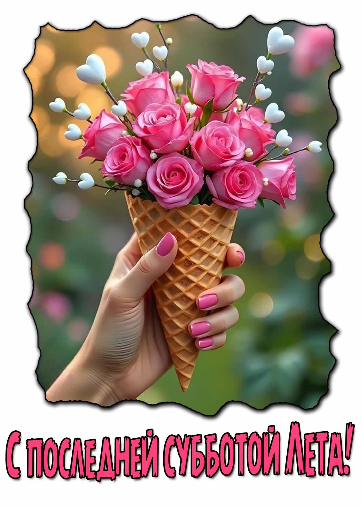 Красивая открытка с последней субботой лета