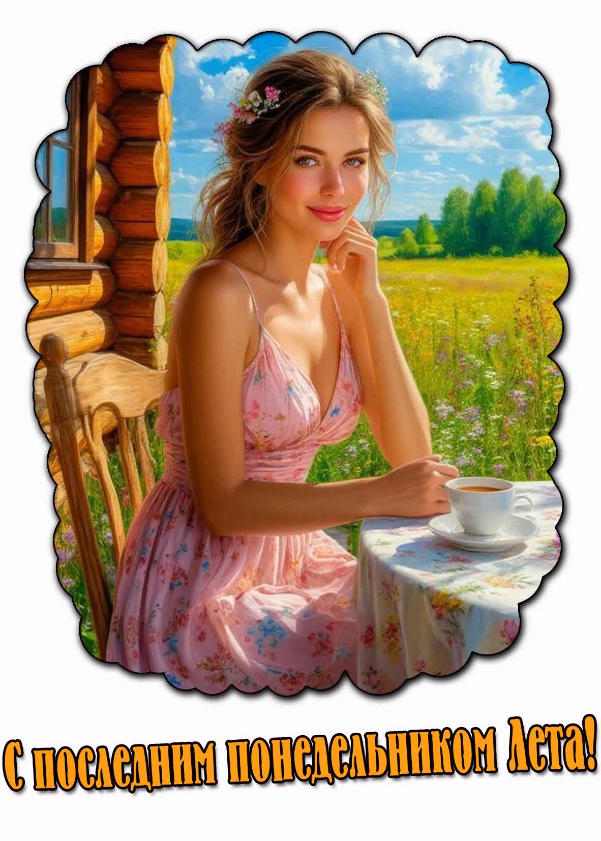 С последним понедельником лета! - открытка с девушкой