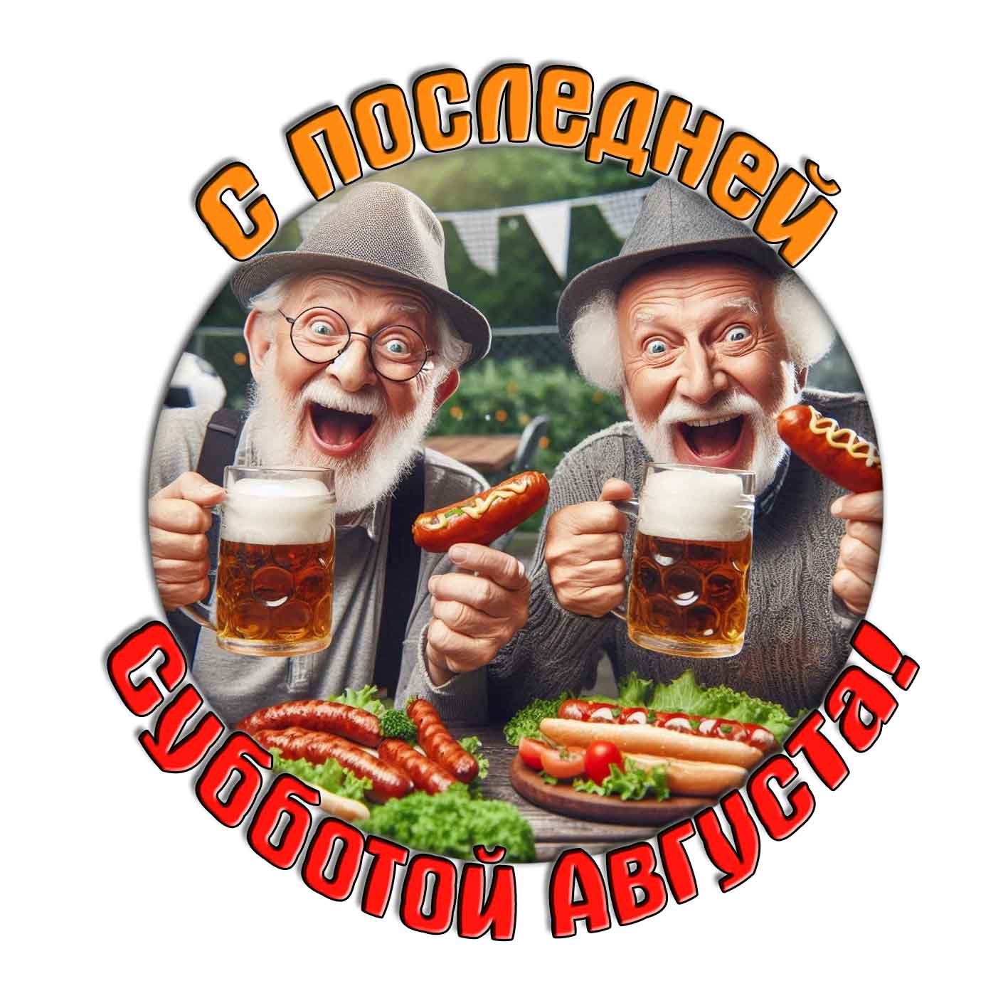 Прикольный стикер "С последней субботой Августа!"