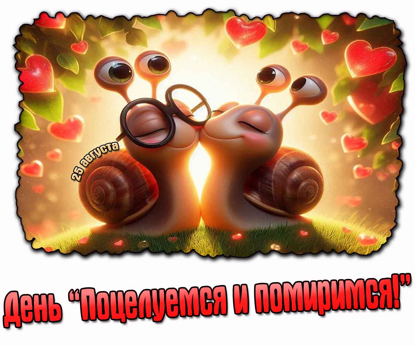 Красивая открытка на день "Поцелуемся и помиримся!"