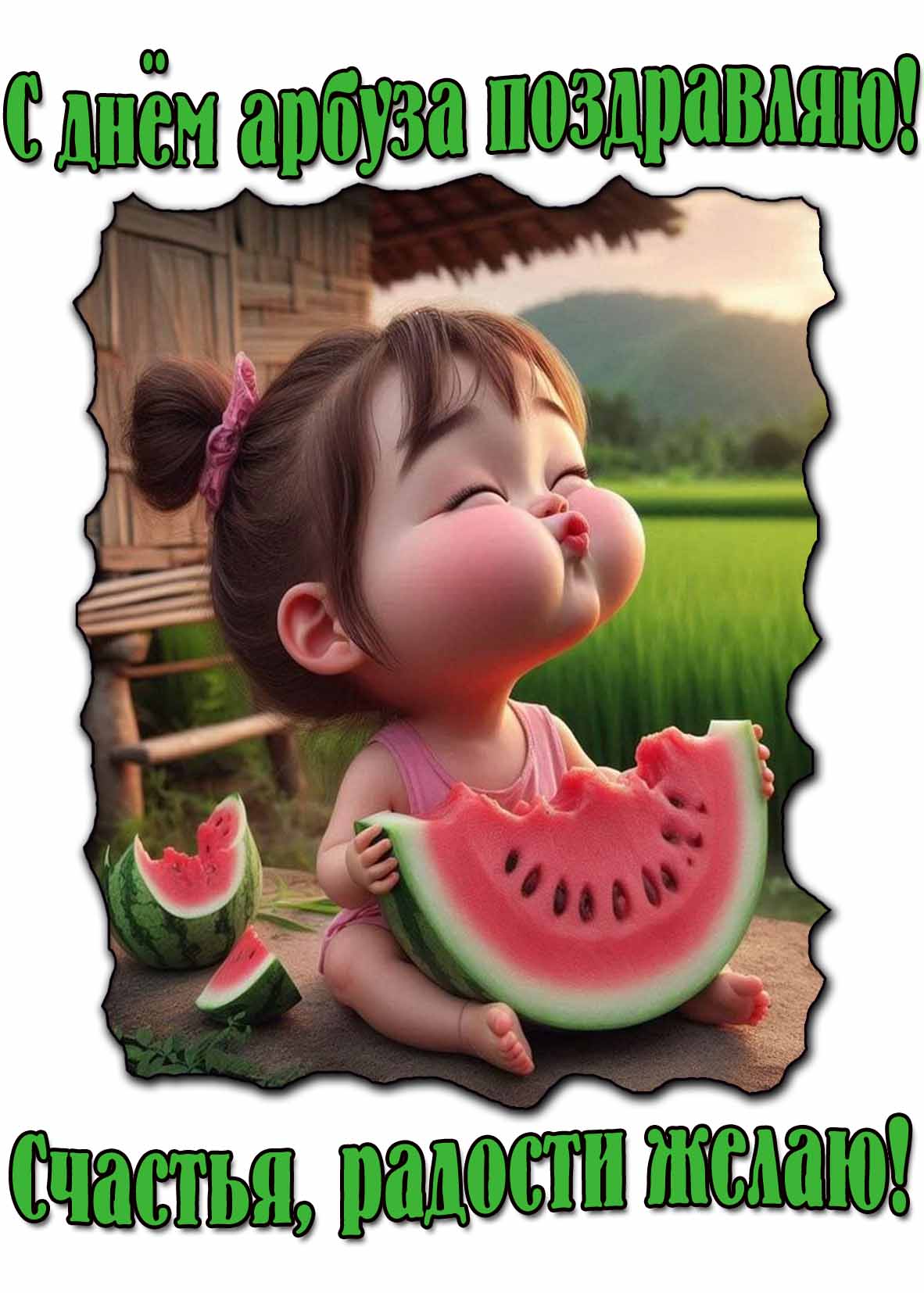 Картинка "С днём арбуза поздравляю! Счастья, радости желаю!"